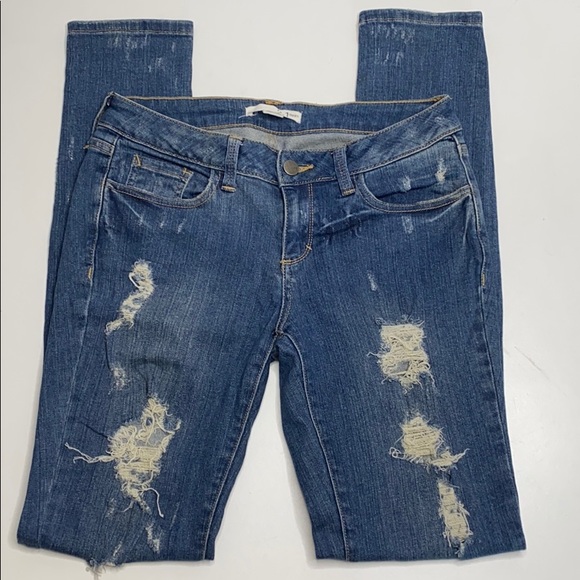 21 denim distressed destroyed skinny jeans… - Picture 2 of 8